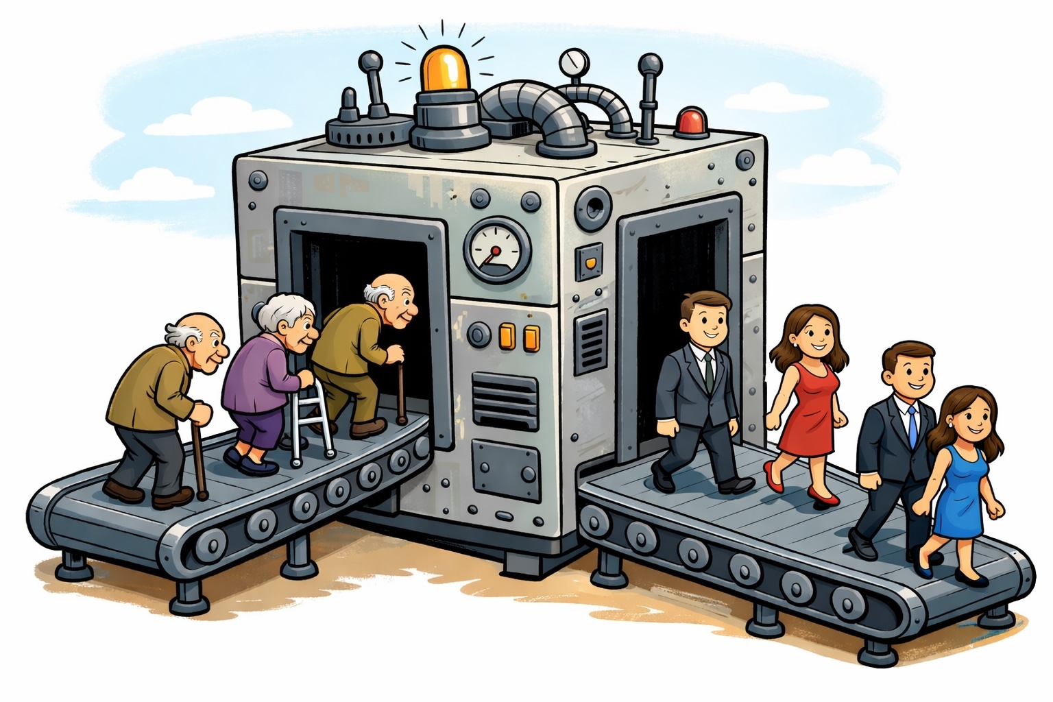 Adult Life cartoon about humans of the future