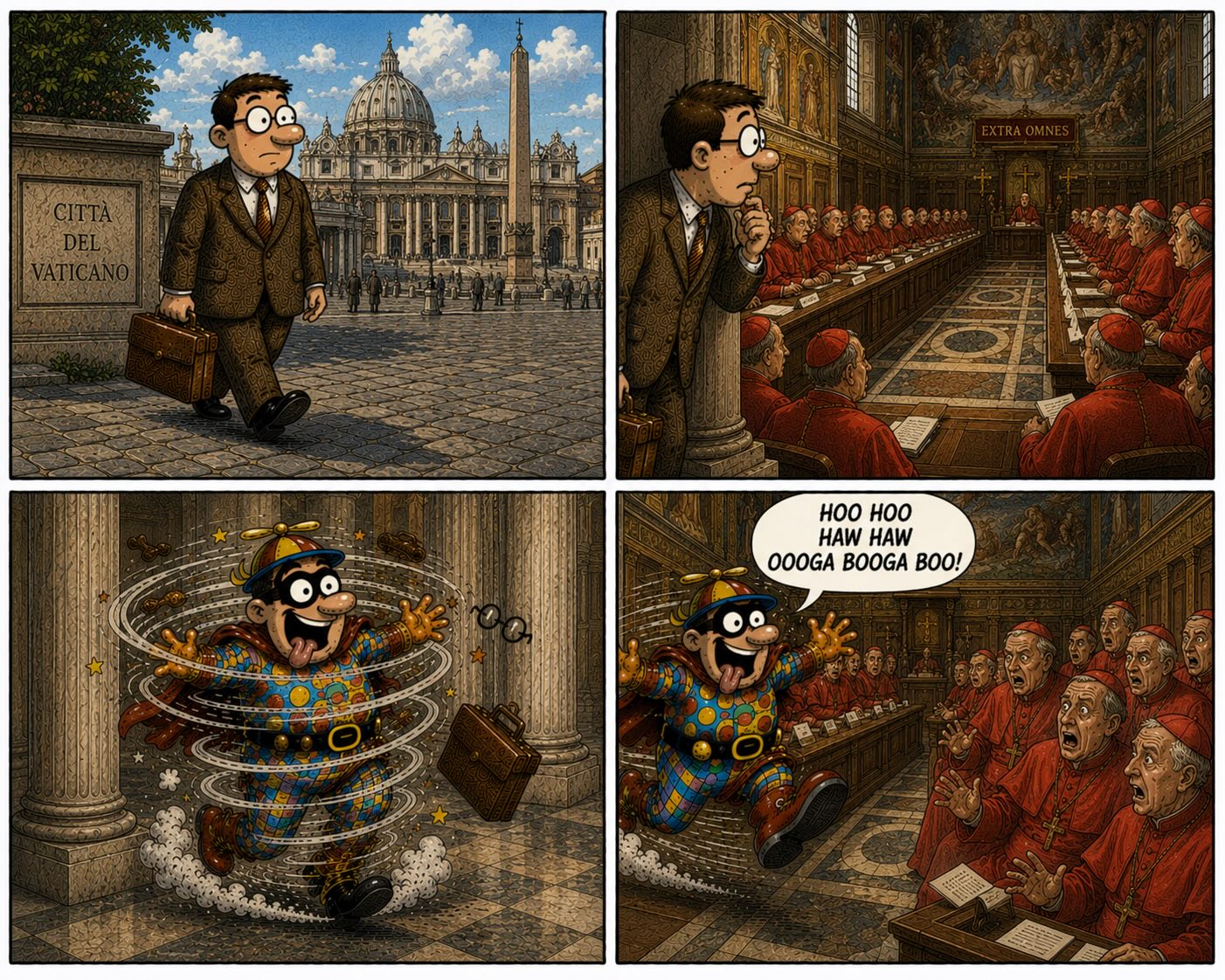 Silly hero gets religion